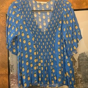 summer pineapple v-neck shirt